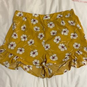 Yellow Floral Shorts